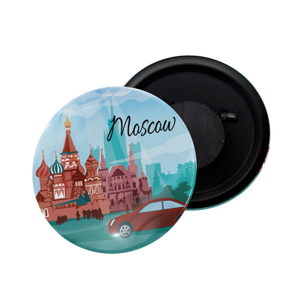 dhcrafts Fridge Magnet Multicolor Russia Moscow Glossy Finish Design Pack of 1 (58mm)